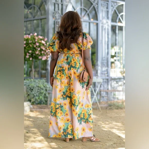 Selkie The Monet Sunflowers Hamptons Jumpsuit Size XXL - Picture 2 of 10